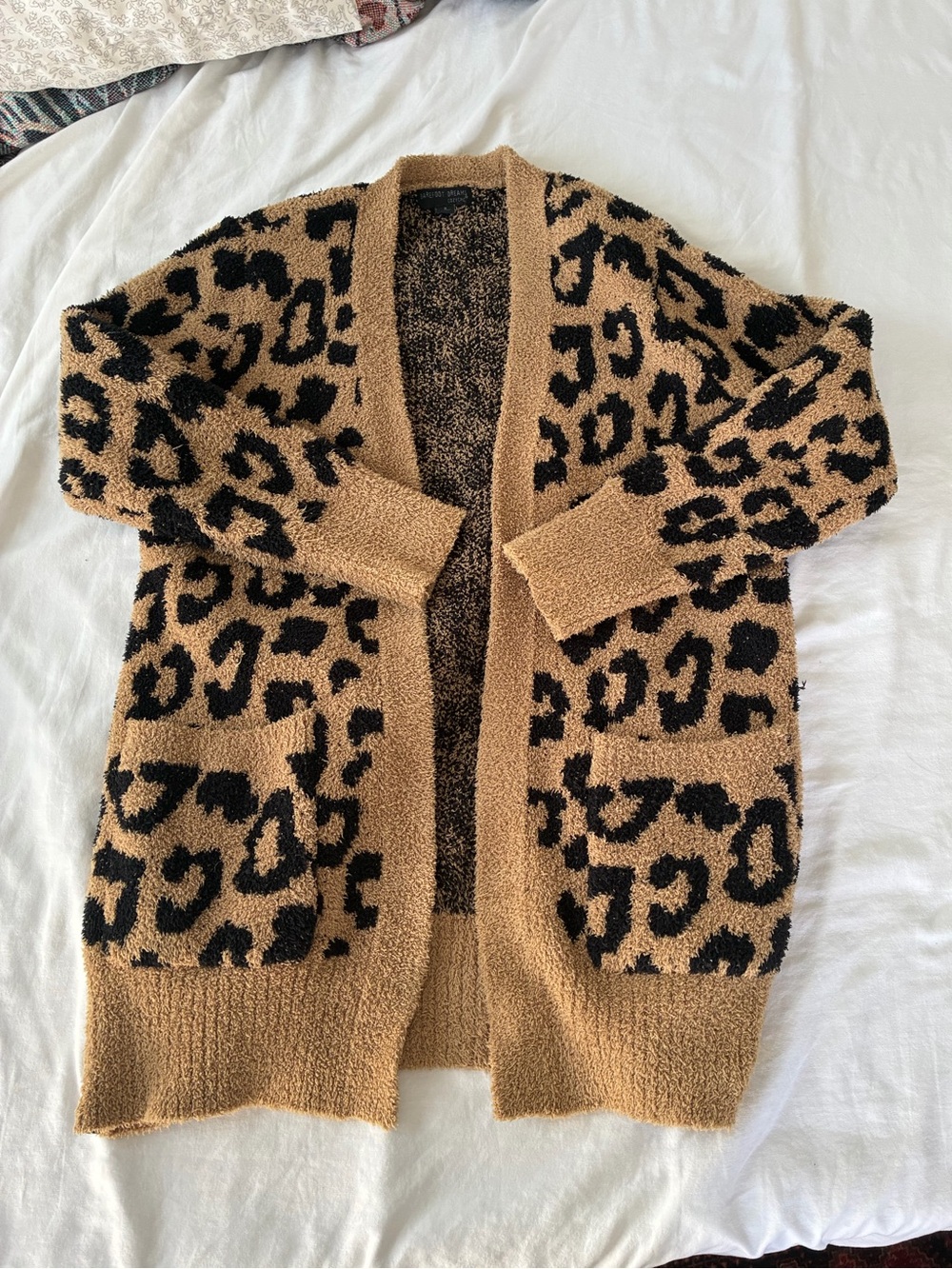 Barefoot Dreams Leopard Open-Front Cardigan - Tan & Black